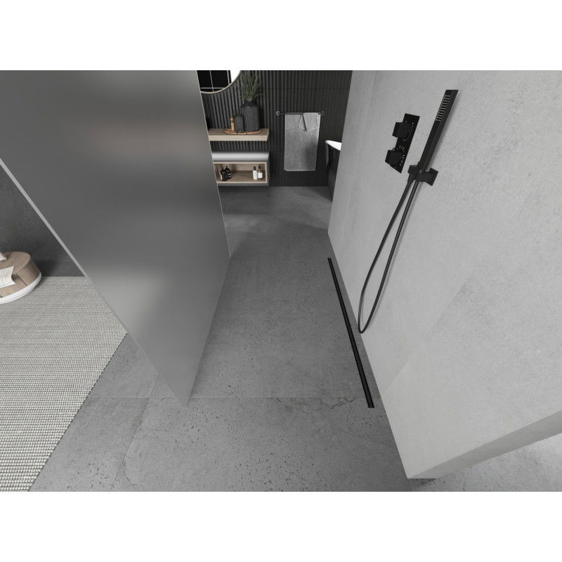 Mexen Kioto perete de duș independent 100 x 200 cm, înghețat 8 mm, negru - 800-100-002-70-30