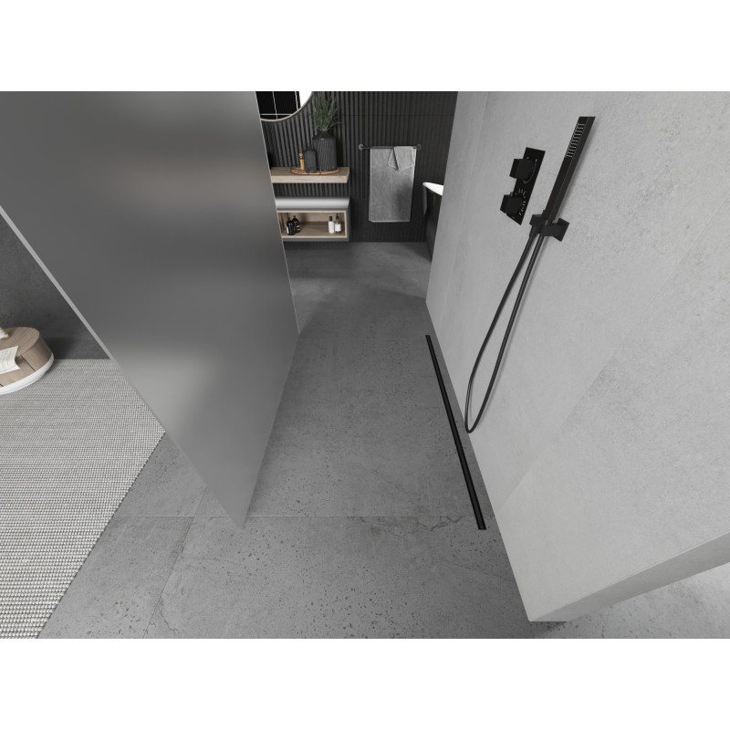 Mexen Kioto szabadon álló zuhanyfal 100 x 200 cm, matt üveg 8 mm, fekete - 800-100-002-70-30