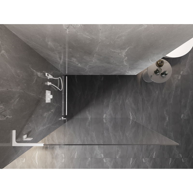 Mexen Lunar L perete de duș Walk-in stânga 80 x 200 cm, transparent 8 mm, alb - 830L-080-000-20-00-L