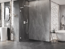 Perete de duș Mexen Lunar L Walk-in stânga 90 x 200 cm, transparent 8 mm, alb - 830L-090-000-20-00-L