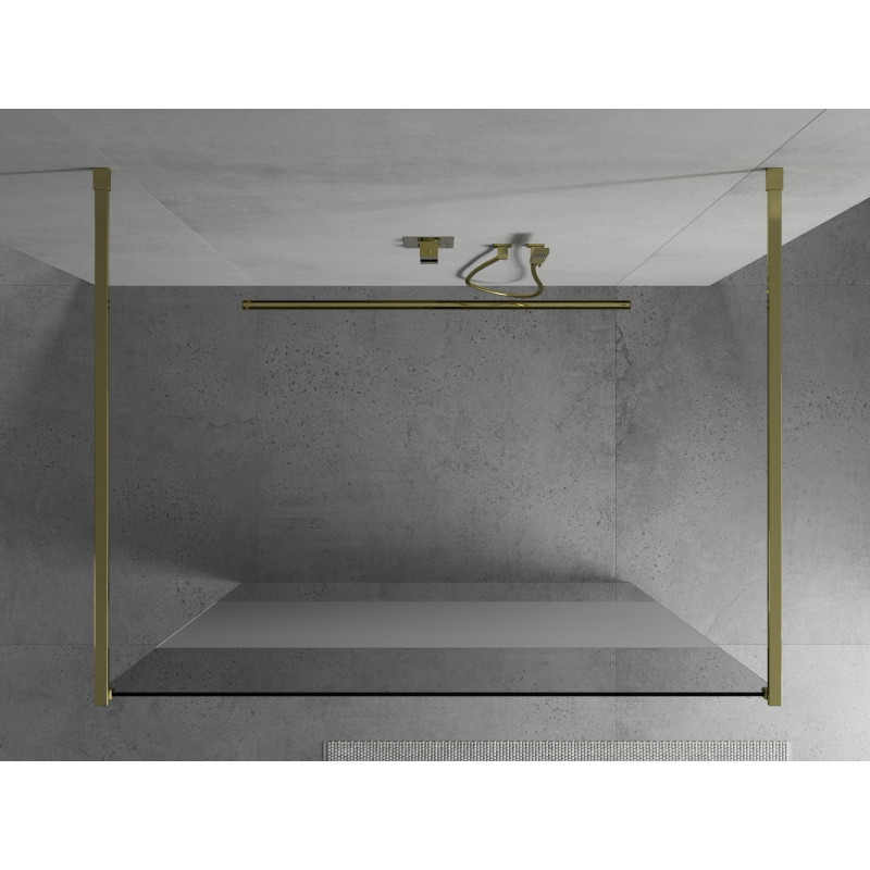 Mexen Kioto szabadon álló zuhanyfal 120 x 200 cm, átlátszó/jeges 8 mm, arany - 800-120-002-50-35