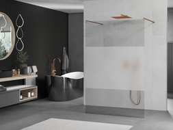 Mexen Kioto szabadon álló zuhanyfal 110 x 200 cm, átlátszó/frosted 8 mm, rózsaarany - 800-110-002-60-35