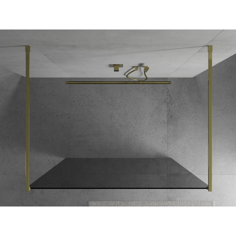 Mexen Kioto perete de duș independent 120 x 200 cm, grafit 8 mm, auriu - 800-120-002-50-40