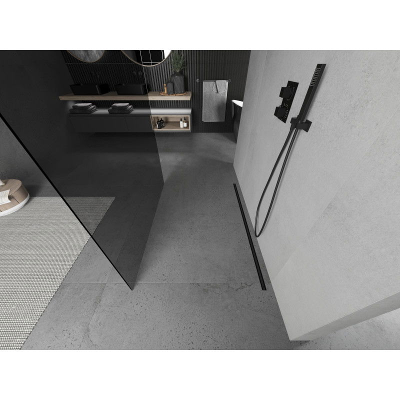 Mexen Kioto perete de duș liber 110 x 200 cm, grafit 8 mm, negru - 800-110-002-70-40