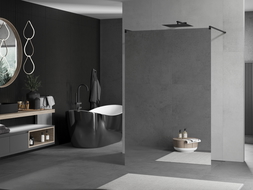 Mexen Kioto szabadon álló zuhanyfal 100 x 200 cm, tükör 8 mm, fekete - 800-100-002-70-50