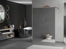 Mexen Kioto perete de duș liber 120 x 200 cm, oglindă 8 mm, aur roz - 800-120-002-60-50