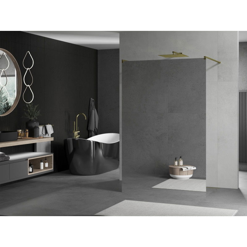 Mexen Kioto szabadon álló zuhanyfal 110 x 200 cm, tükör 8 mm, arany - 800-110-002-50-50