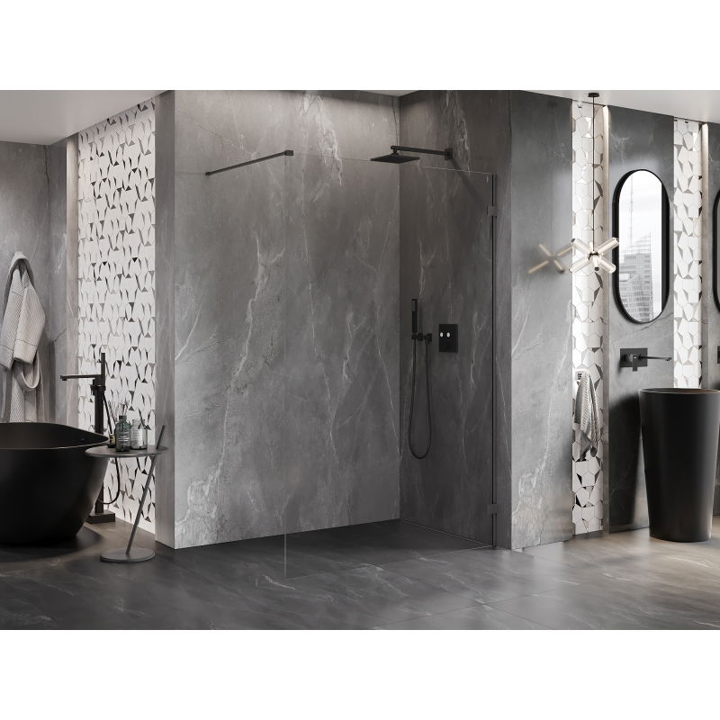 Mexen Lunar Walk-in zuhanyfal jobb 80 x 200 cm, átlátszó 8 mm, gun metal - 830-080-000-95-00-P