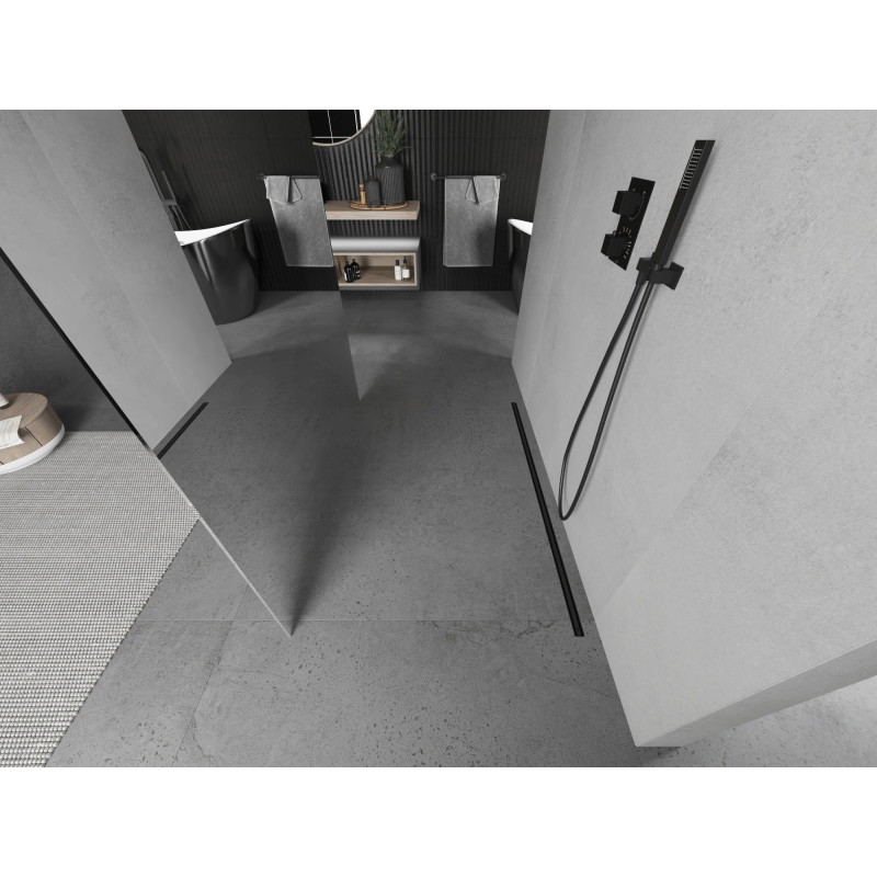 Mexen Kioto perete de duș de sine stătător 110 x 200 cm, oglindă 8 mm, negru - 800-110-002-70-50