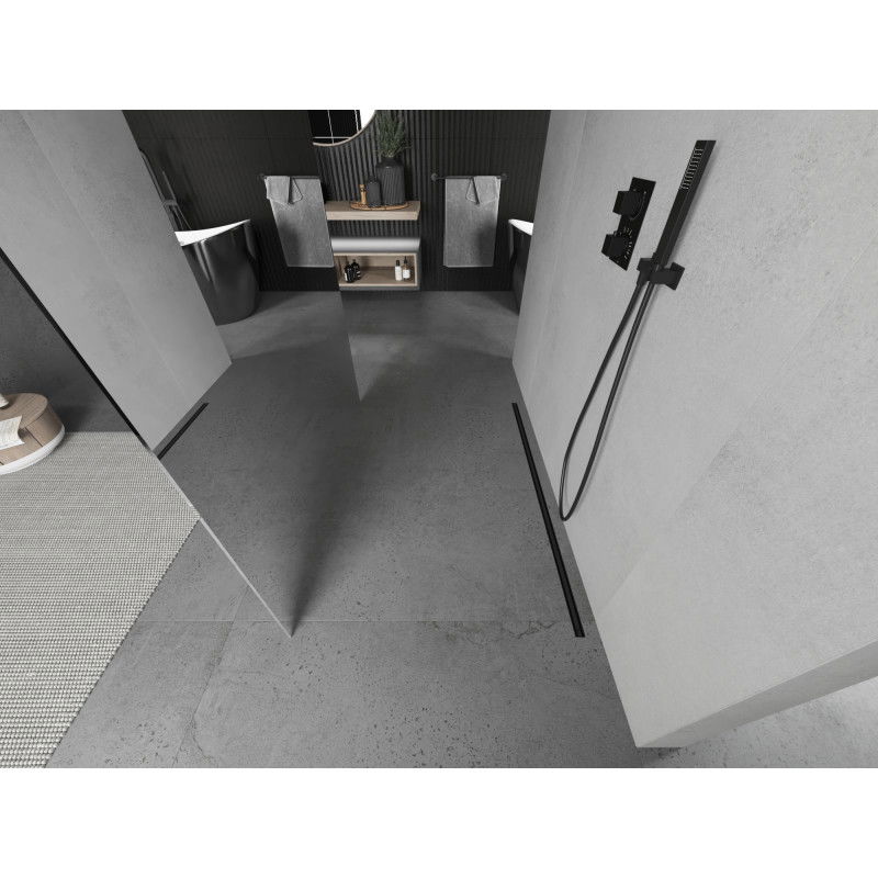 Mexen Kioto perete de duș independent 110 x 200 cm, oglindă 8 mm, negru - 800-110-002-70-50