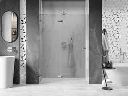 Mexen Lunar balra nyíló zuhanyajtó 135 cm, átlátszó, króm - 834-135-000-01-00-L