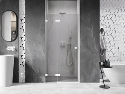 Mexen Lunar ușă de duș batantă stânga 105 cm, transparentă, albă - 834-105-000-20-00-L