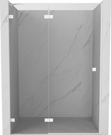 Ușa de duș batantă stânga Mexen Lunar 130 cm, transparentă, albă - 834-130-000-20-00-L