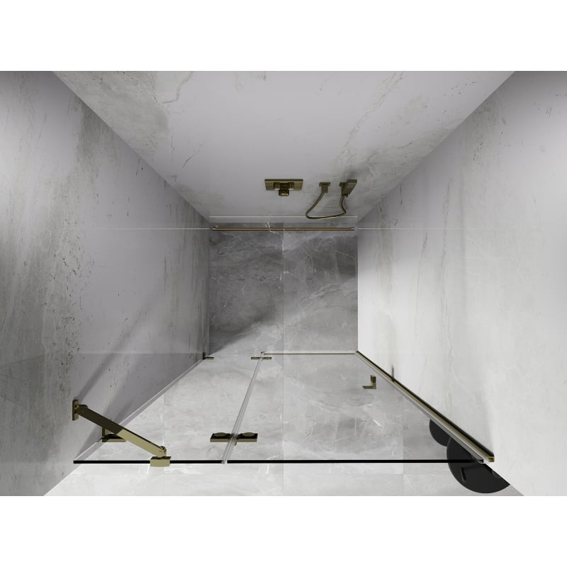 Mexen Lunar uși de duș batante stânga 80 cm, transparente, aurii - 834-080-000-50-00-L