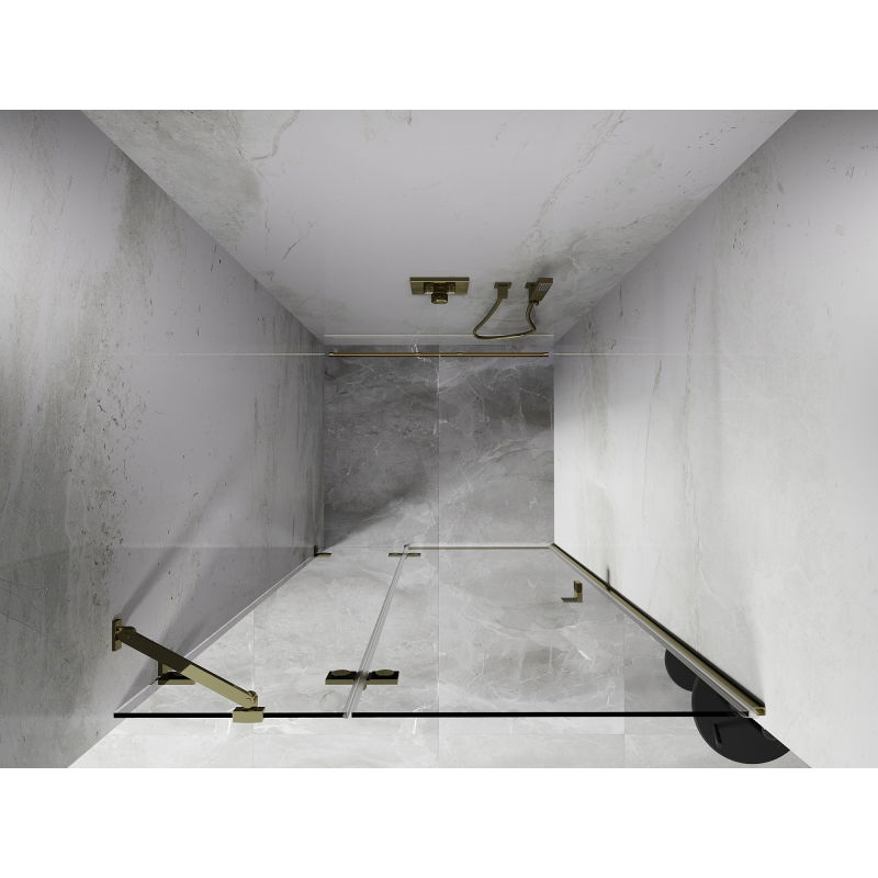 Mexen Lunar ușă de duș batantă stânga 120 cm, transparentă, aurie - 834-120-000-50-00-L