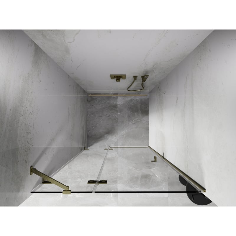 Mexen Lunar ușă de duș batantă stânga 80 cm, transparentă, auriu periat - 834-080-000-55-00-L