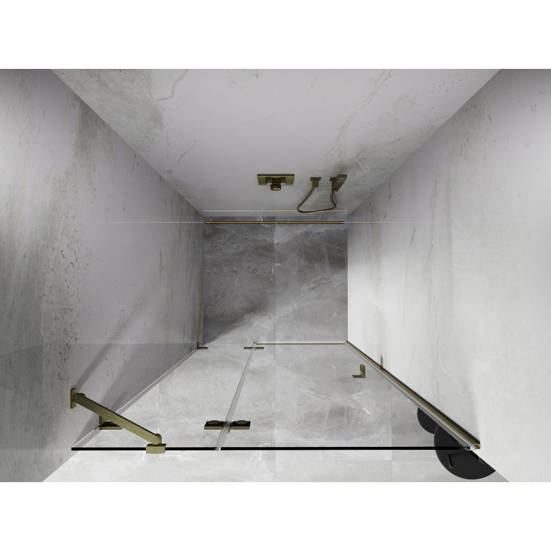 Mexen Lunar ușă de duș batantă stânga 95 cm, transparentă, auriu periat - 834-095-000-55-00-L