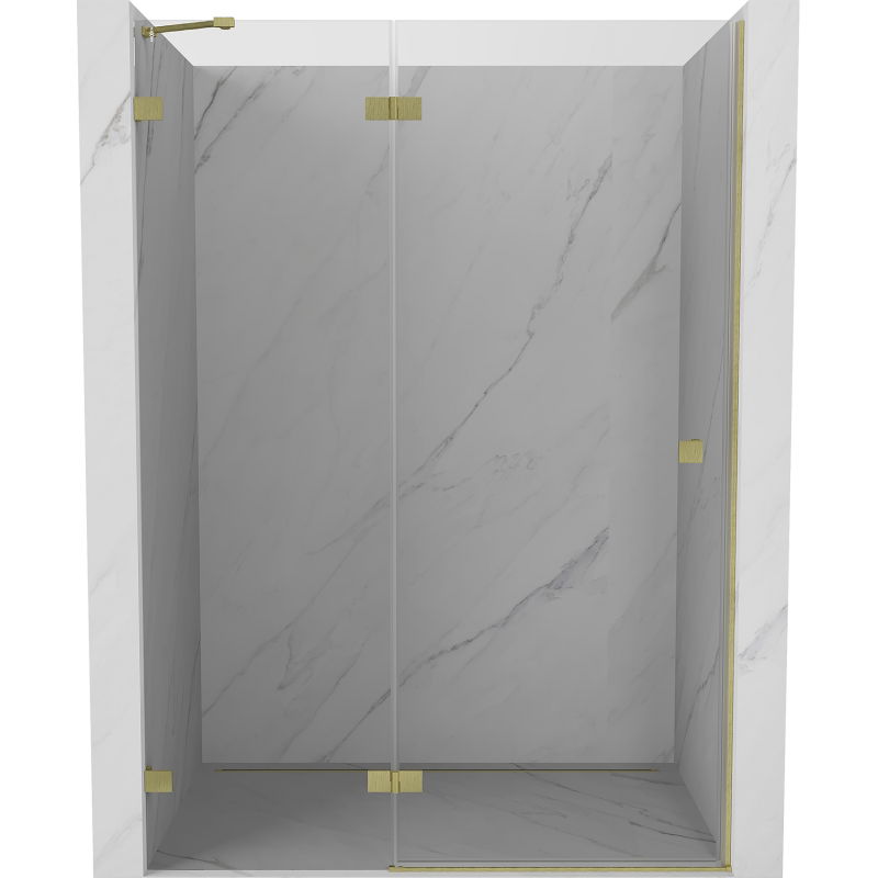 Mexen Lunar ușă de duș batantă stânga 130 cm, transparentă, aurie periată - 834-130-000-55-00-L