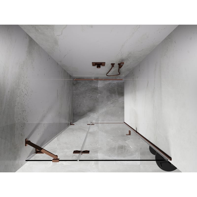 Mexen Lunar ușă de duș batantă stânga 70 cm, transparentă, aur roz - 834-070-000-60-00-L