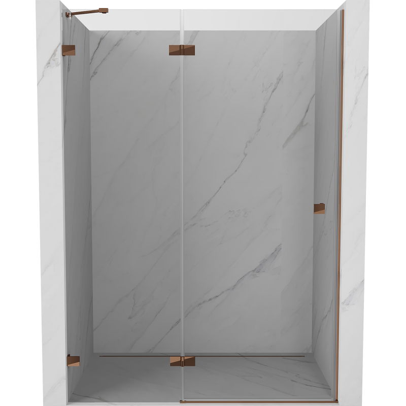 Mexen Lunar uși de duș batante stânga 130 cm, transparente, aur roz - 834-130-000-60-00-L