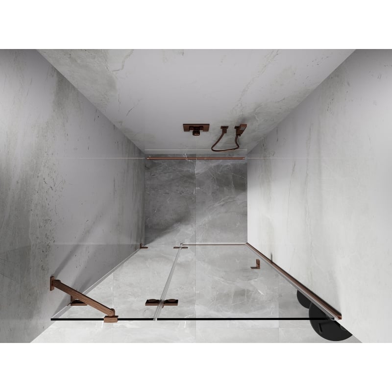 Mexen Lunar uși de duș batante stânga 110 cm, transparent, cupru periat - 834-110-000-65-00-L