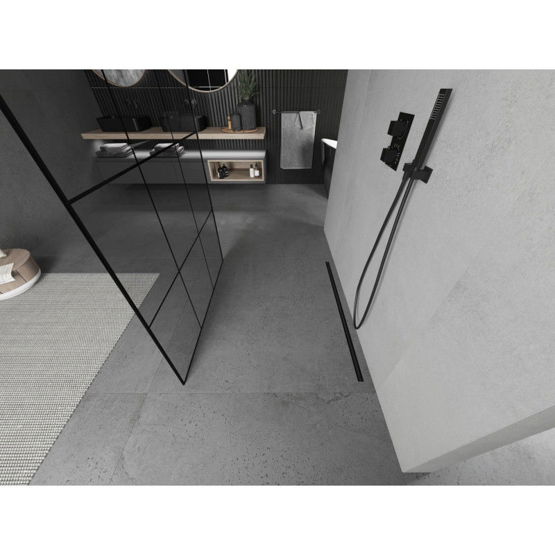 Mexen Kioto perete de duș independent 100 x 200 cm, grilaj negru 8 mm, negru - 800-100-002-70-77