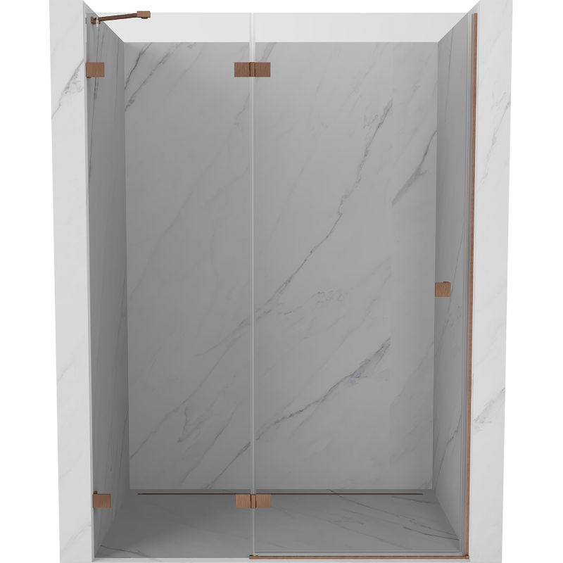 Mexen Lunar uși de duș batante stânga 135 cm, transparent, cupru periat - 834-135-000-65-00-L
