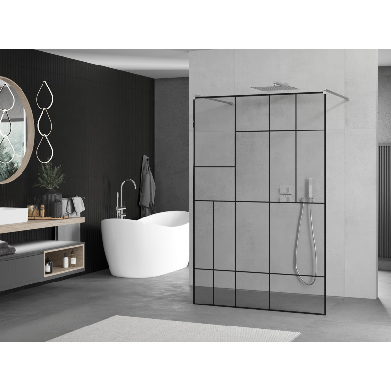 Mexen Kioto panou de duș freestanding 100 x 200 cm, model negru 8 mm, crom - 800-100-002-01-78