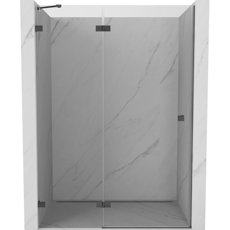 Ușă de duș batantă stânga Mexen Lunar 135 cm, transparentă, gri armat periat - 834-135-000-66-00-L