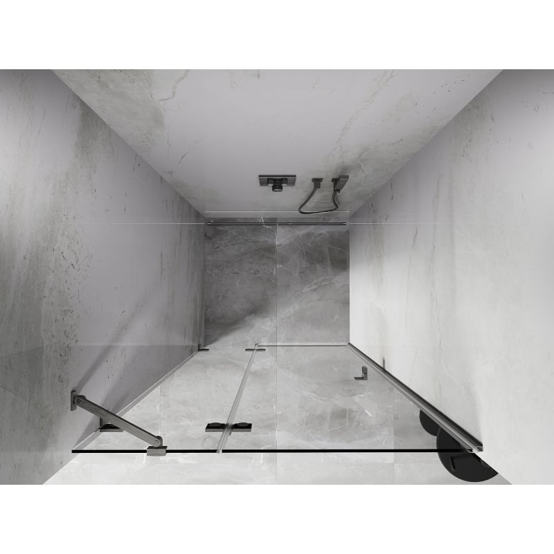 Mexen Lunar ușă de duș batantă stânga 85 cm, transparentă, nichel periat - 834-085-000-97-00-L