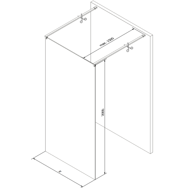 Mexen Kioto szabadon álló zuhanyfal 100 x 200 cm, fekete minta 8 mm, rózsaszín arany - 800-100-002-60-78