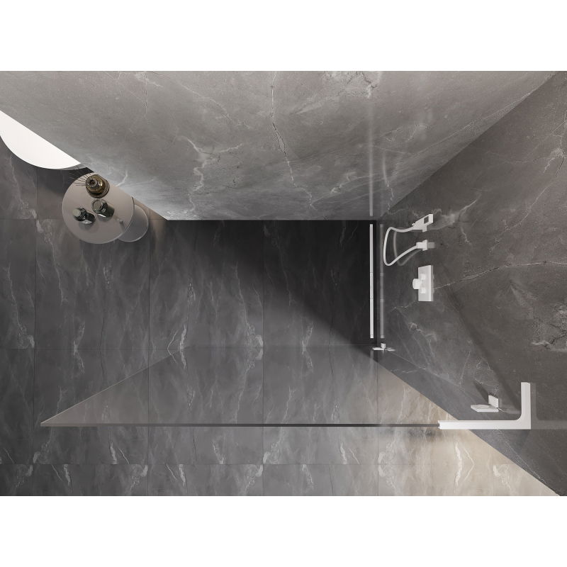 Mexen Lunar L Zuhanyfal Walk-in jobb oldali 80 x 200 cm, átlátszó 8 mm, fehér - 830L-080-000-20-00-P