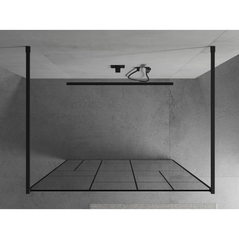 Mexen Kioto szabadon álló zuhanyfal 140 x 200 cm, fekete mintás 8 mm, fekete - 800-140-002-70-78