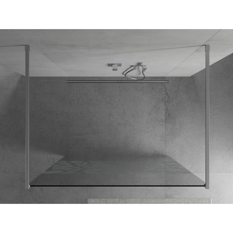 Mexen Kioto 130 x 200 cm-es szabadon álló zuhanyfal, fehér minta 8 mm, króm - 800-130-002-01-85
