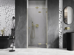 Mexen Lunar ușă de duș batantă dreaptă 75 cm, transparentă, auriu periat - 834-075-000-55-00-P