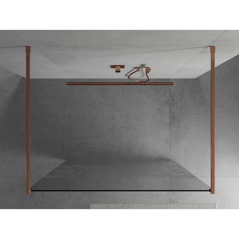 Mexen Kioto szabadon álló zuhanyfal 130 x 200 cm, fehér mintás 8 mm, rózsaszín arany - 800-130-002-60-85