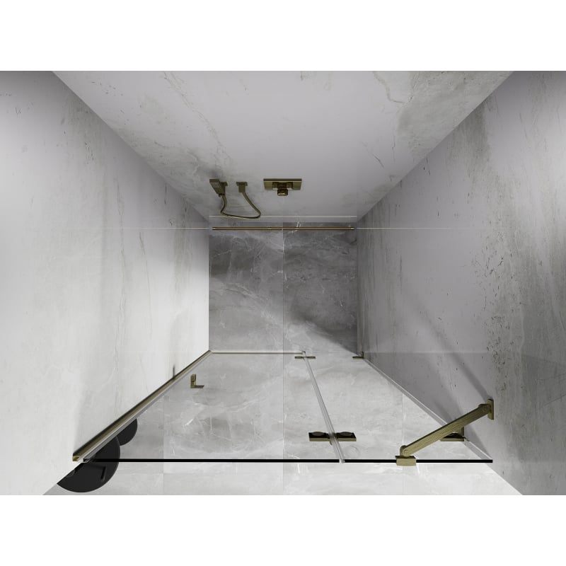 Mexen Lunar uși de duș batante dreapta 115 cm, transparent, auriu periat - 834-115-000-55-00-P