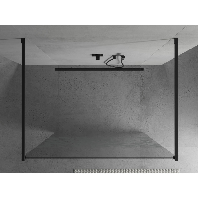 Mexen Kioto szabadon álló zuhanyfal 100 x 200 cm, fehér minta 8 mm, fekete - 800-100-002-70-85