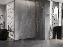 Mexen Lunar L zuhanyfal Walk-in jobb 90 x 200 cm, átlátszó 8 mm, arany szálcsiszolt - 830L-090-000-55-00-P