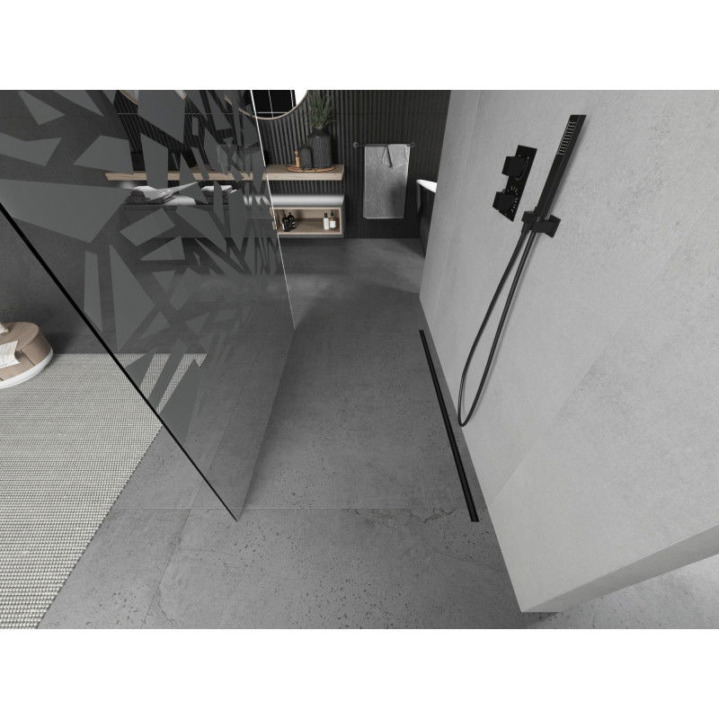 Mexen Kioto panou de duș de sine stătător 130 x 200 cm, model alb 8 mm, negru - 800-130-002-70-85