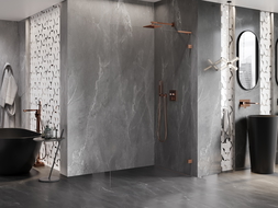 Mexen Lunar L perete de duș Walk-in dreapta 100 x 200 cm, transparent 8 mm, aur roz - 830L-100-000-60-00-P