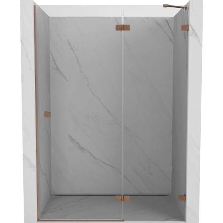 Mexen Lunar jobbos nyíló zuhanyajtó 130 cm, átlátszó, csiszolt réz - 834-130-000-65-00-P