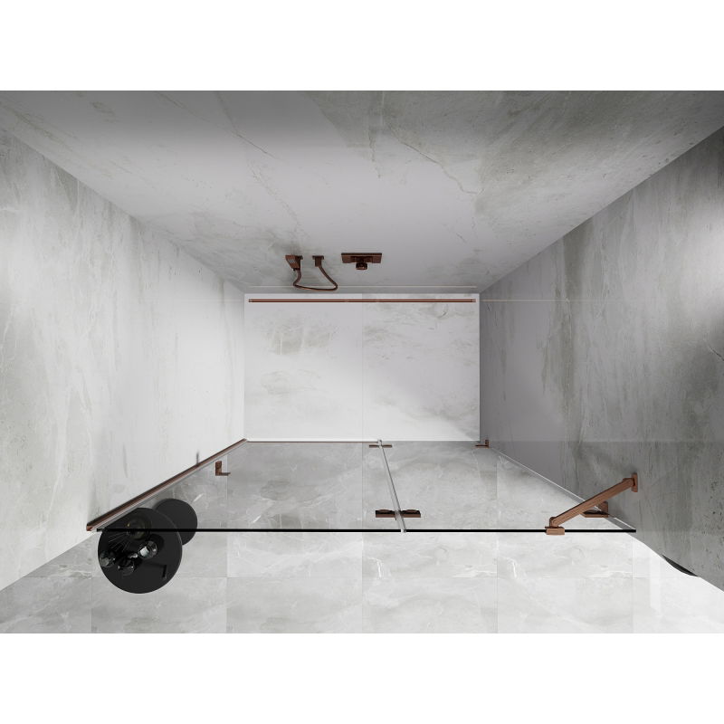 Mexen Lunar ușile de duș batante dreapta 140 cm, transparent, cupru periat - 834-140-000-65-00-P