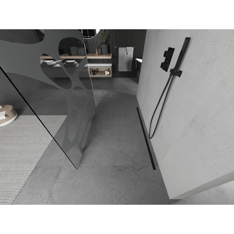 Mexen Kioto perete de duș independent 110 x 200 cm, val alb 8 mm, negru - 800-110-002-70-97