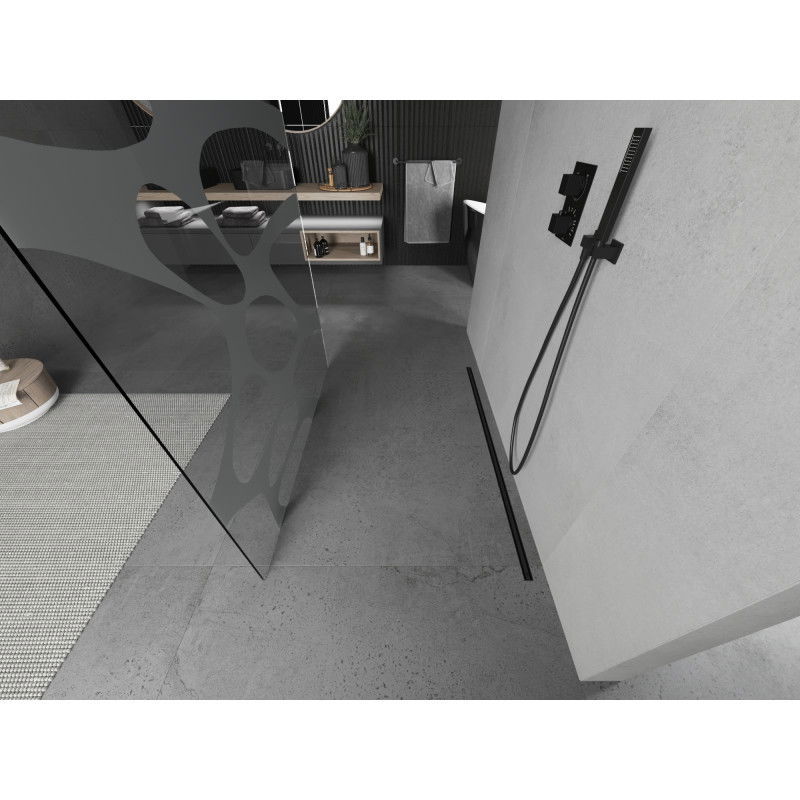 Mexen Kioto panou de duș independent 120 x 200 cm, val alb 8 mm, negru - 800-120-002-70-97