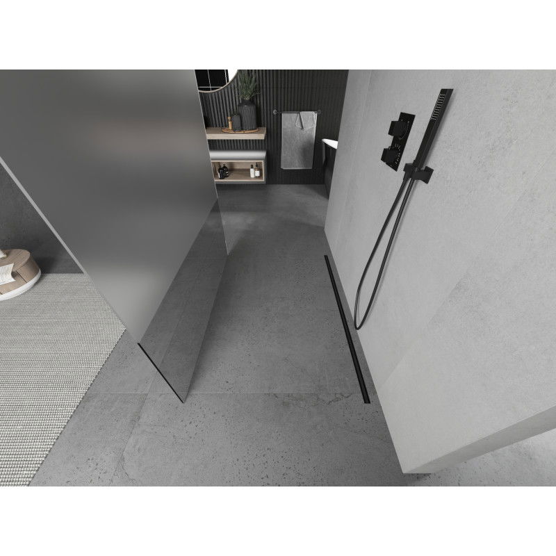 Mexen Kioto perete de duș independent 140 x 200 cm, transparent/mat 8 mm, negru - 800-140-002-70-35