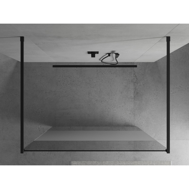 Mexen Kioto szabadon álló zuhanyfal 140 x 200 cm, átlátszó/fagyott 8 mm, fekete - 800-140-002-70-35