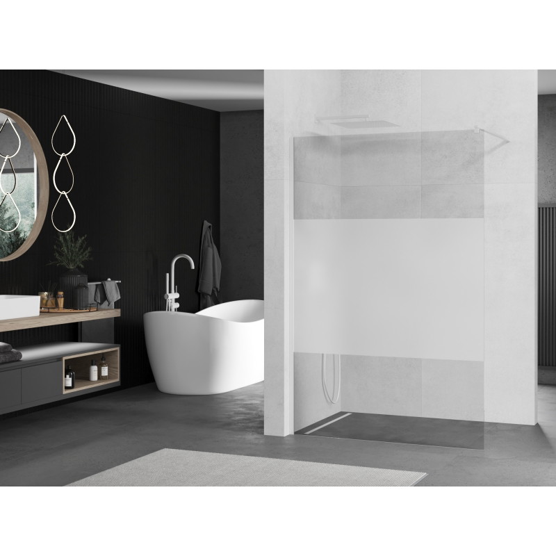 Mexen Kioto Walk-in zuhanyfal 100 x 200 cm, átlátszó/jégvirágos 8 mm, fehér - 800-100-101-20-35