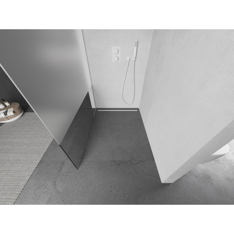 Mexen Kioto Walk-in zuhanyfal 110 x 200 cm, átlátszó/homályos 8 mm, fehér - 800-110-101-20-35