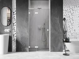 Mexen Lunar L ușă de duș batantă stânga 75 cm, transparentă, albă - 834L-075-000-20-00-L